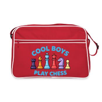 Cool Boys play Chess coole Jungs spielen Schach  - Retro Tasche - Rot/Weiß - Vorne