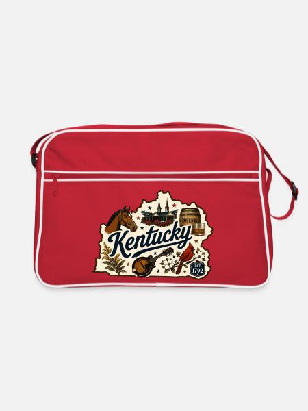 Vintage-Kentucky Bluegrass-Bourbon-Aufkleber - Retro Tasche - Rot/Weiß - Vorne