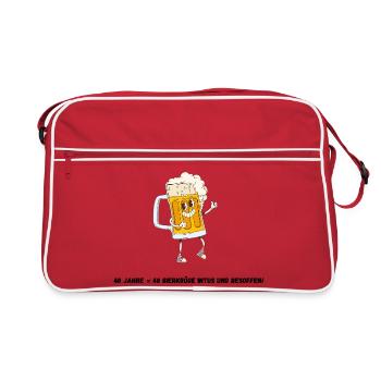 Lustiges Design Biertrinker/-in zum 40. Geburtstag - Retro Tasche - Rot/Weiß - Vorne