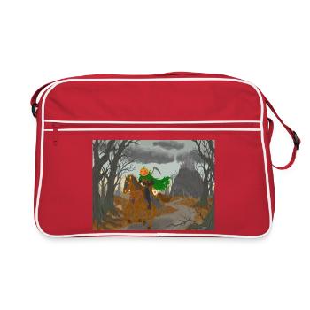 Kürbisköpfiger Reiter - Retro Tasche - Rot/Weiß - Vorne