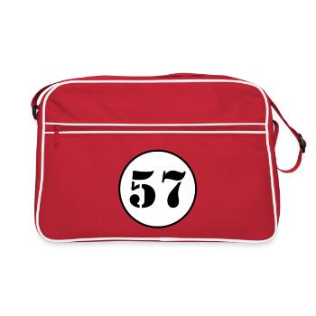 Numéro 57 cinquante-sept cadeau d'anniversaire - Sac Retro - rouge/blanc - Devant