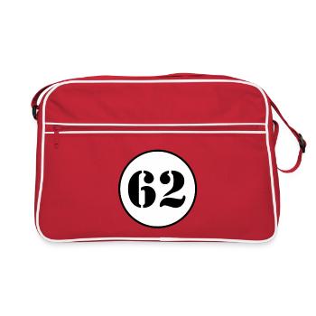 NUMBER 62 sixty two birthday gift - Retro Bag - red/white - Front