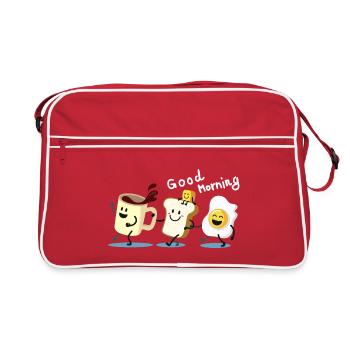 Bonjour, café de pain grillé et frit - Sac Retro - rouge/blanc - Devant