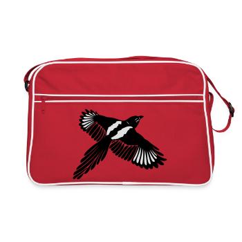 Magpie with large wings. - Retro Bag - red/white - Front