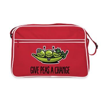 Give peas / peace a change hippies - Retro Bag - red/white - Front