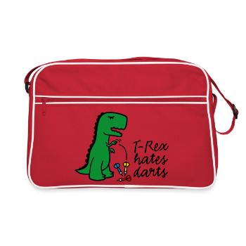 T-Rex hates darts - darts - darts player dinosaur - Retro Bag - red/white - Front