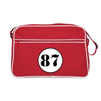 NUMÉRO 87 quatre-vingt-sept cadeau d'anniversaire - Sac Retro - rouge/blanc - Devant
