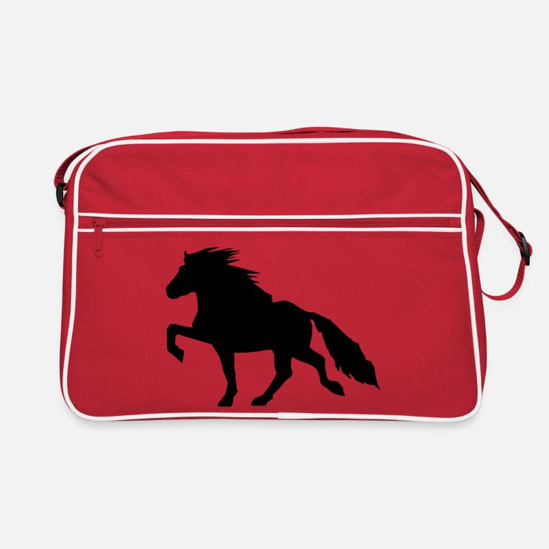 Kraftvolles Islandpferd Tölt 7 - Retro Tasche - Rot/Weiß