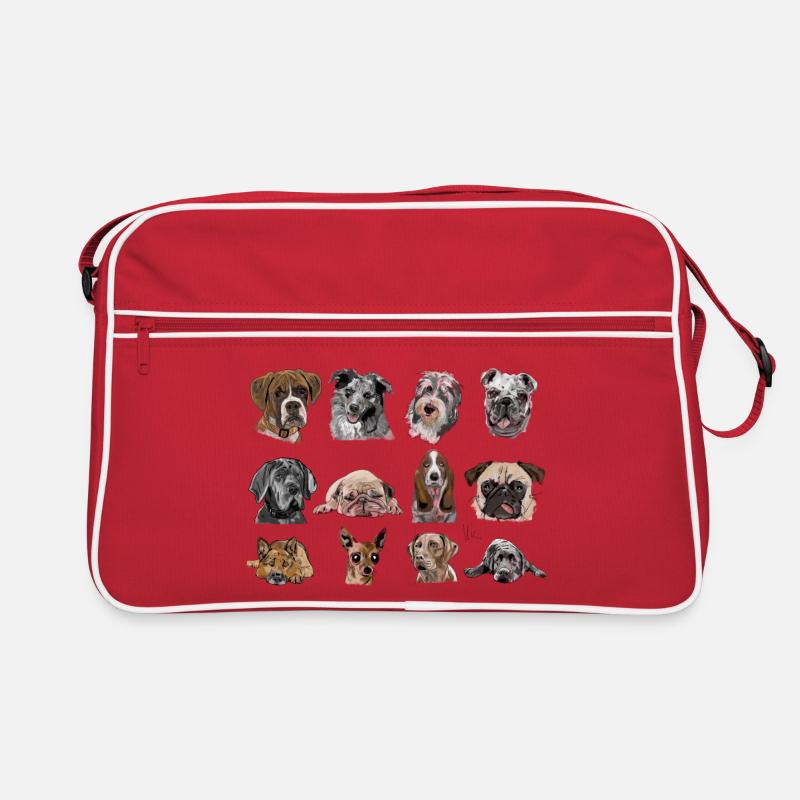 dogs - Retro Tasche - Rot/Weiß