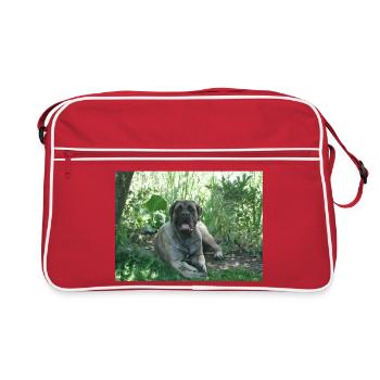 Vieux dogue anglais dans le jardin - Sac Retro - rouge/blanc - Devant
