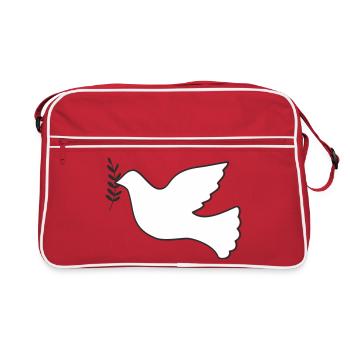 Friedenstaube mit Zweig - Retro Tasche - Rot/Weiß - Vorne