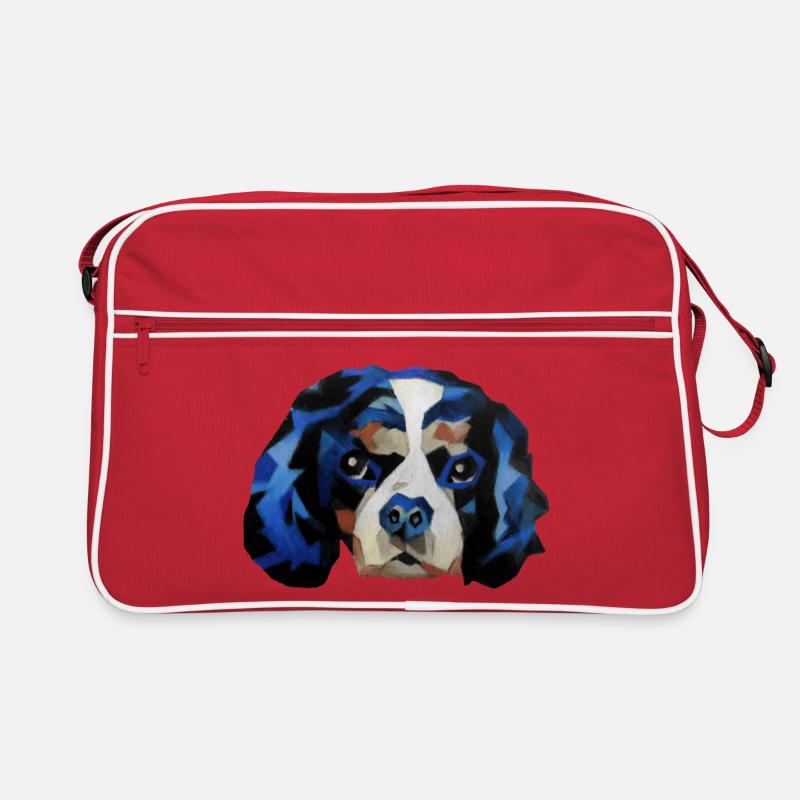 Cavalier King Charles Spaniel - Retro Tasche - Rot/Weiß