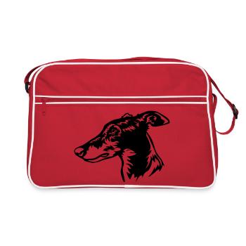 Tête de lévrier - Sac Retro - rouge/blanc - Devant