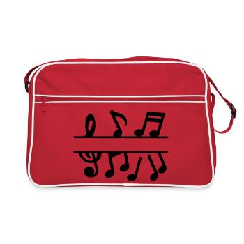 Notes de musique avec bannière de texte de clé musicale - Sac Retro - rouge/blanc - Devant