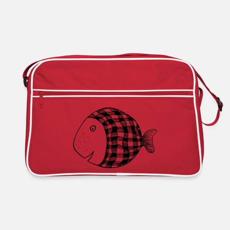 Dicker Fisch kariert - Retro Tasche - Rot/Weiß