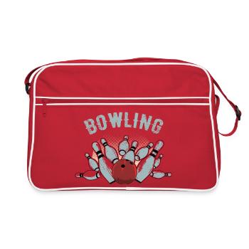 Bowling Strike Sketch - Retro Bag - red/white - Front