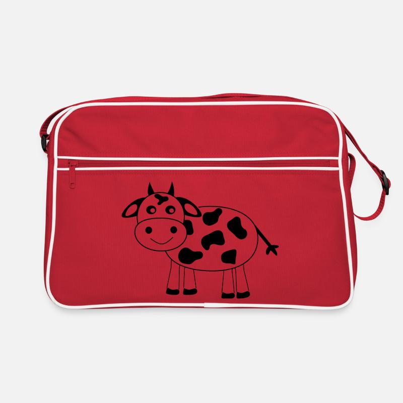 Kuh - Retro Tasche - Rot/Weiß