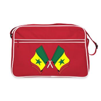 Deux drapeaux croisés du Sénégal - Sac Retro - rouge/blanc - Devant