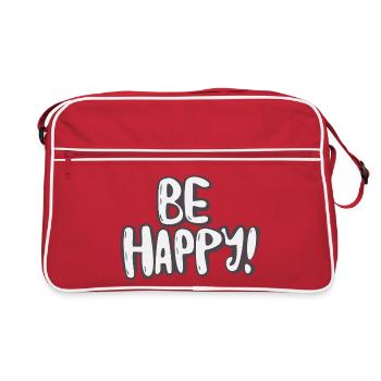 Motif typographique Be Happy - Sac Retro - rouge/blanc - Devant