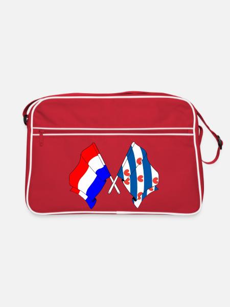 Drapeau des Pays-Bas, Frise croisé - Sac Retro - rouge/blanc - Devant
