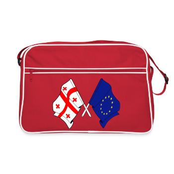Drapeau de la Géorgie et drapeau de l’Europe - Sac Retro - rouge/blanc - Devant