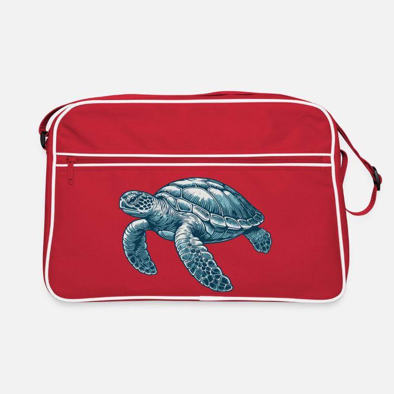 Wasserschildkröte - Retro Tasche - Rot/Weiß