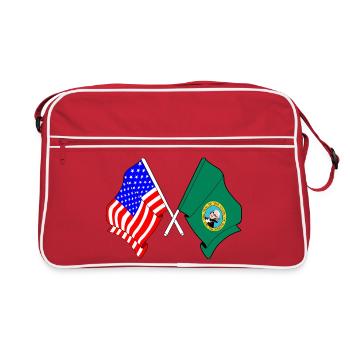 Drapeau des États-Unis et de l’État de Washington croisé - Sac Retro - rouge/blanc - Devant