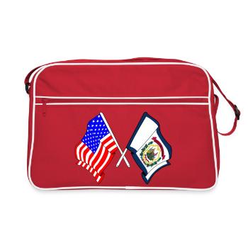 Flagge USA und Bundesstaat West Virginia gekreuzt - Retro Tasche - Rot/Weiß - Vorne