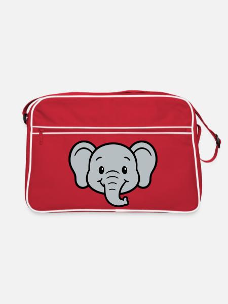 Playful elephant print for children - Retro Bag - red/white - Front