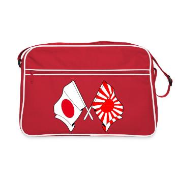 Crossed Japanese & Rising Sun flags - Retro Bag - red/white - Front
