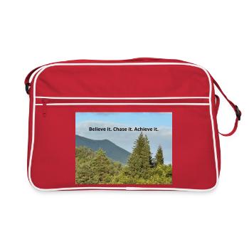 Inspirational Nature Quote on Forest Scene - Retro Bag - red/white - Front