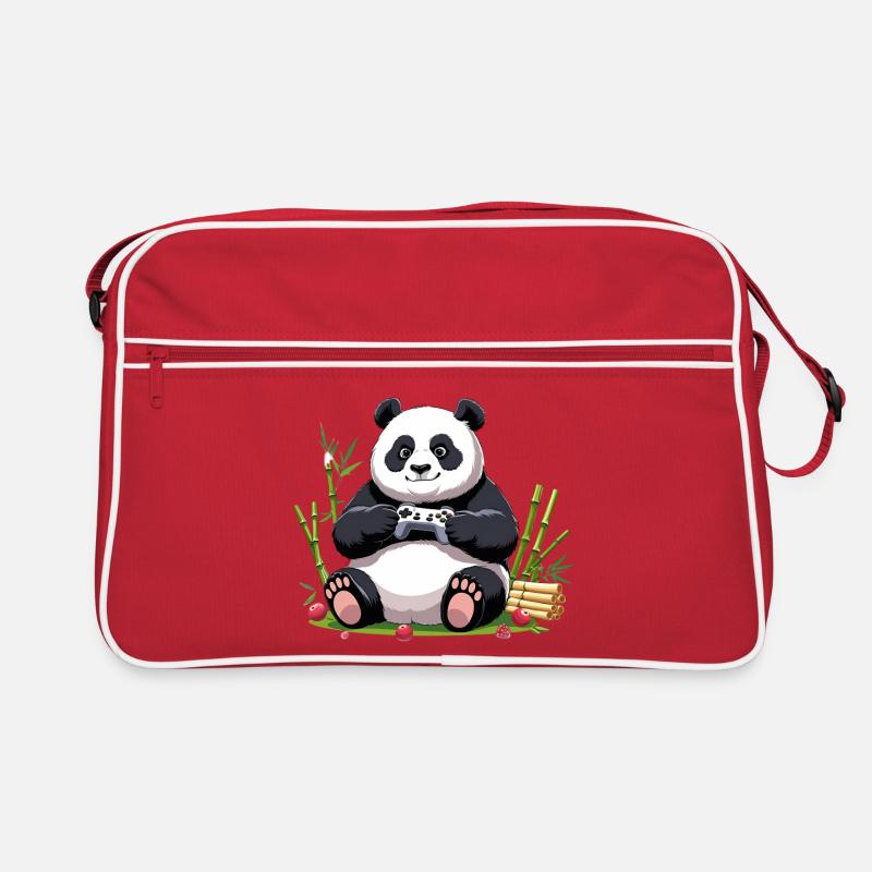 Niedlicher Panda mit Gaming-Controller Retro Tasche