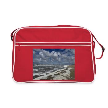 Magie côtière : vagues et nuages Hollande - Sac Retro - rouge/blanc - Devant