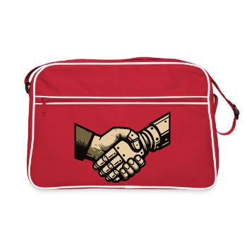 Poignée de main entre l’homme et la machine - Sac Retro - rouge/blanc - Devant
