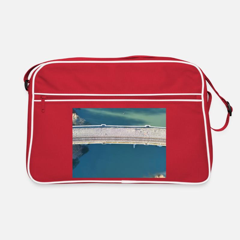 Bridge view over quiet river Viaduct Herdecke Retro Bag
