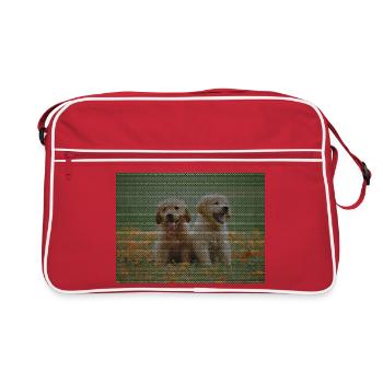 Two Labrador Retriever puppies with triangle pattern - Retro Bag - red/white - Front