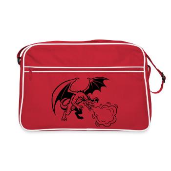 Drache_Drachen_Feuer_Gaming_Vektor - Retro Bag - red/white - Front