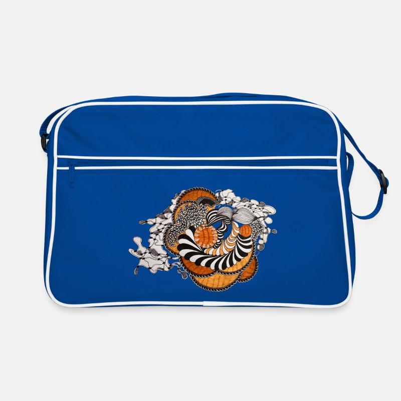 Orange Spiral Black and White Pattern Retro Bag