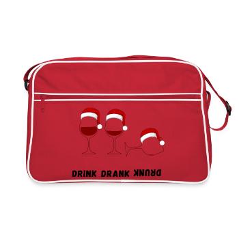 Drink Drank Drunk – Ugly Christmas Sweater Style - Retro Tasche - Rot/Weiß - Vorne