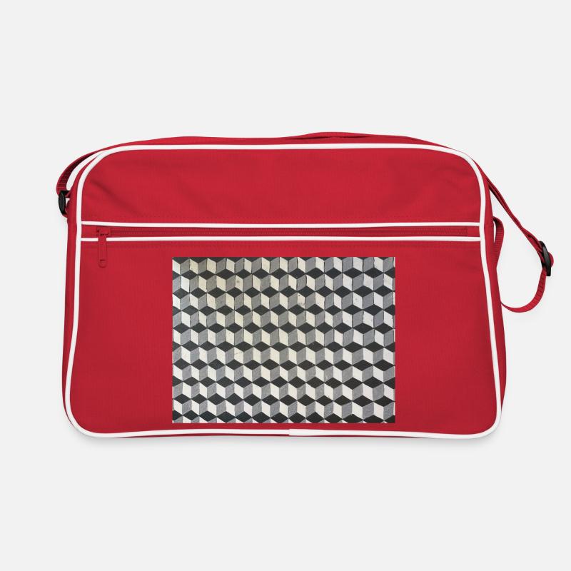 Three-dimensional cubes grayscale Retro Bag