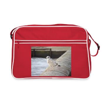 Mouette côtière sur la jetée en béton - Sac Retro - rouge/blanc - Devant