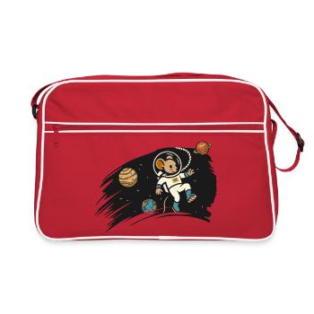 Souris astronaute dans l’espace – Illustration mignonne - Sac Retro - rouge/blanc - Devant