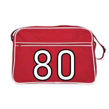80. 80 ANS. 80e ANNIVERSAIRE. ANNIVERSAIRE 80 ANS. - Sac Retro - rouge/blanc - Devant