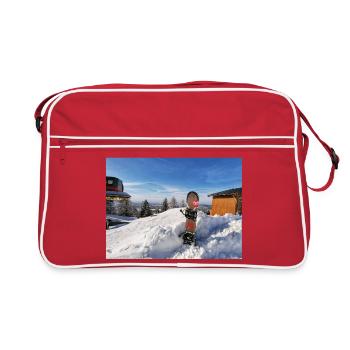 Snowboard auf sonniger Piste  - Retro Tasche - Rot/Weiß - Vorne