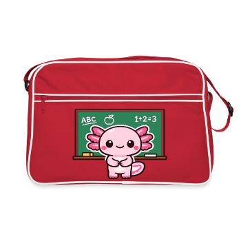 Kawaii debt revenge with chalk axolotl - Retro Bag - red/white - Front
