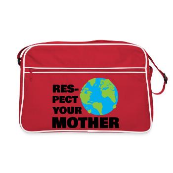Respect Your Mother Earth Globe Eco Awareness Art - Retro Bag - red/white - Front