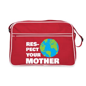 Respect Your Mother Earth Typography Design - Retro Bag - red/white - Front
