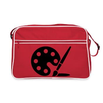 Peinture, palette de couleurs, pinceau, icône artistique - Sac Retro - rouge/blanc - Devant
