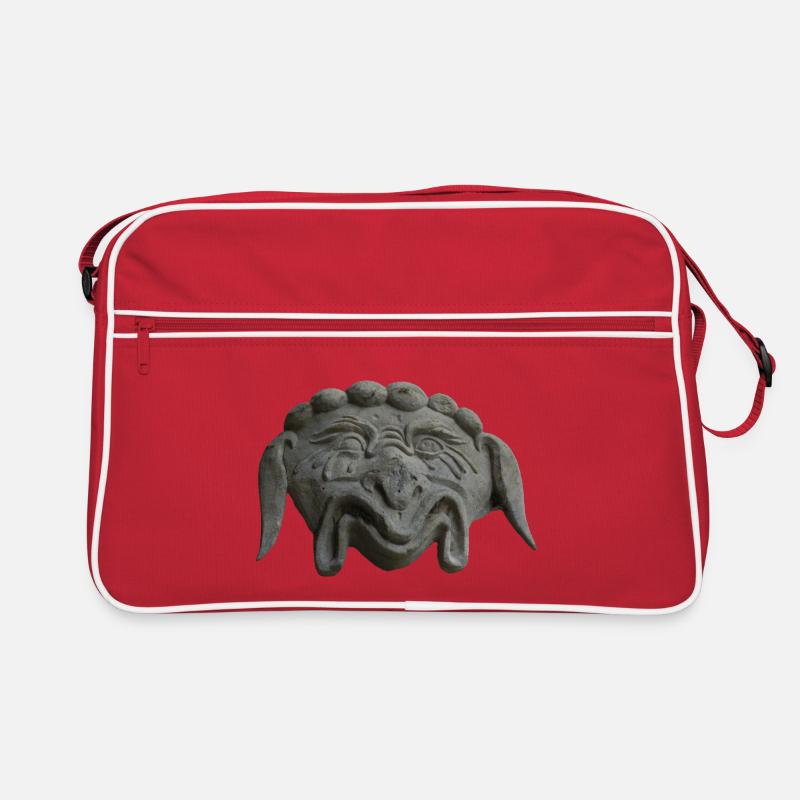 grinsende Steinmaske Retro Tasche
