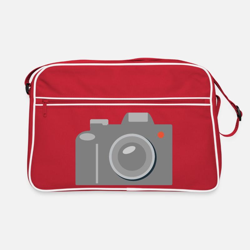 Kamera Icon Grafik Grau - Retro Tasche - Rot/Weiß